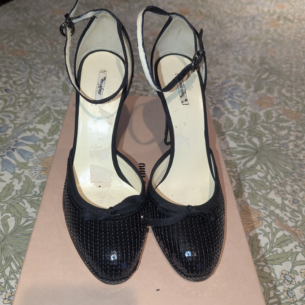 Miu Miu Black Sparkle Women's Heels - Picture 4 of 15